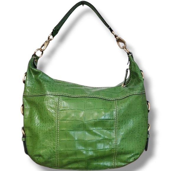 ANTONIO MELANI Green Hobo Y2K Crocodile Embossed Leather Shoulder Bag - Picture 1 of 13